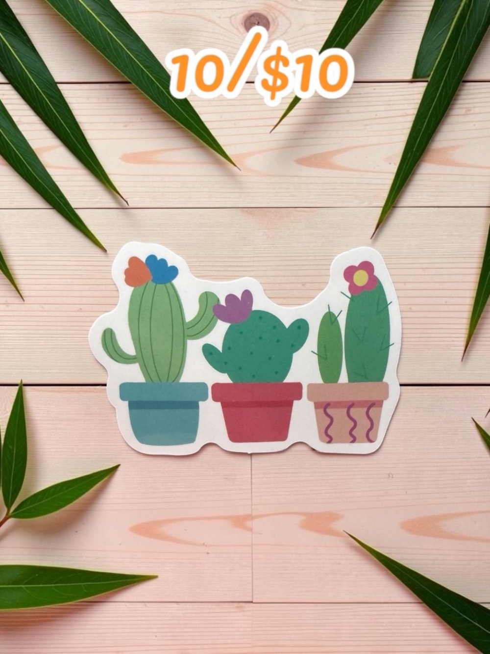 10 / $10 Colorful Potted Cactus Sticker – Cute Desert Plant Vinyl Decal
